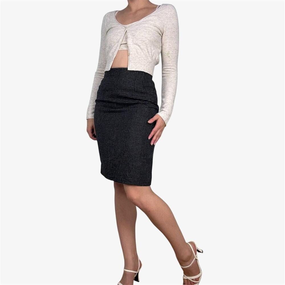 Vintage navy plaid pencil skirt